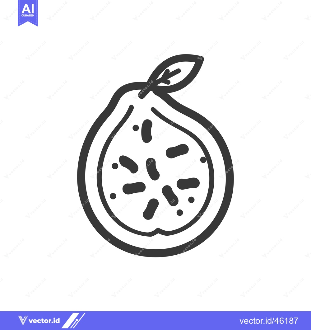 Premium Vector dari Hand-Drawn Line Art Illustration of a Guava Fruit