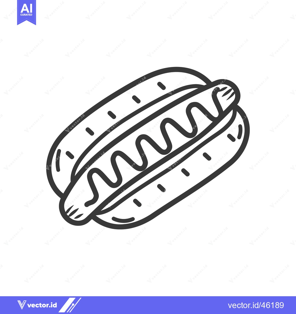 Premium Vector dari Hand-Drawn Line Art Illustration of a Hot Dog with Mustard