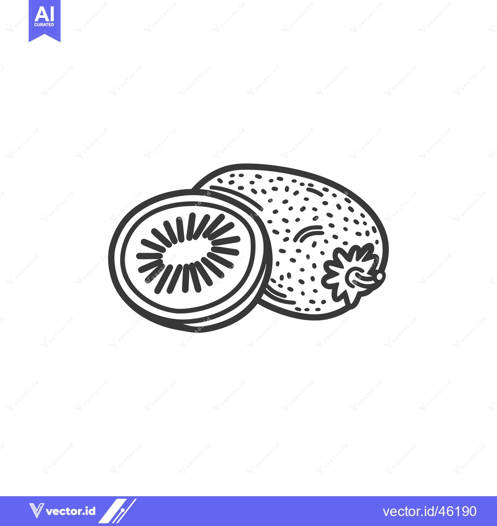 Premium Vector of Hand-Drawn Line Art Illustration of a Kiwi Fruit