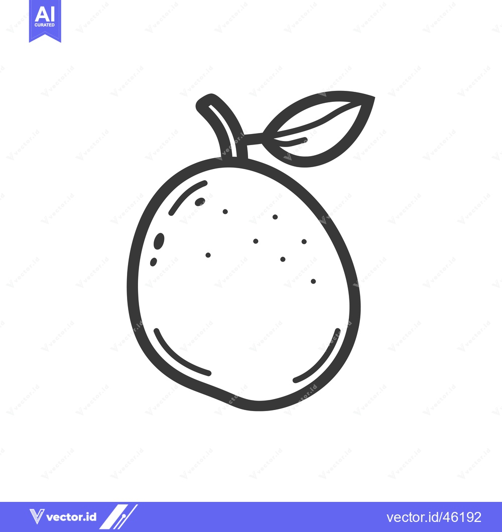 Premium Vector of Hand-drawn line art illustration of a lemon with a leaf