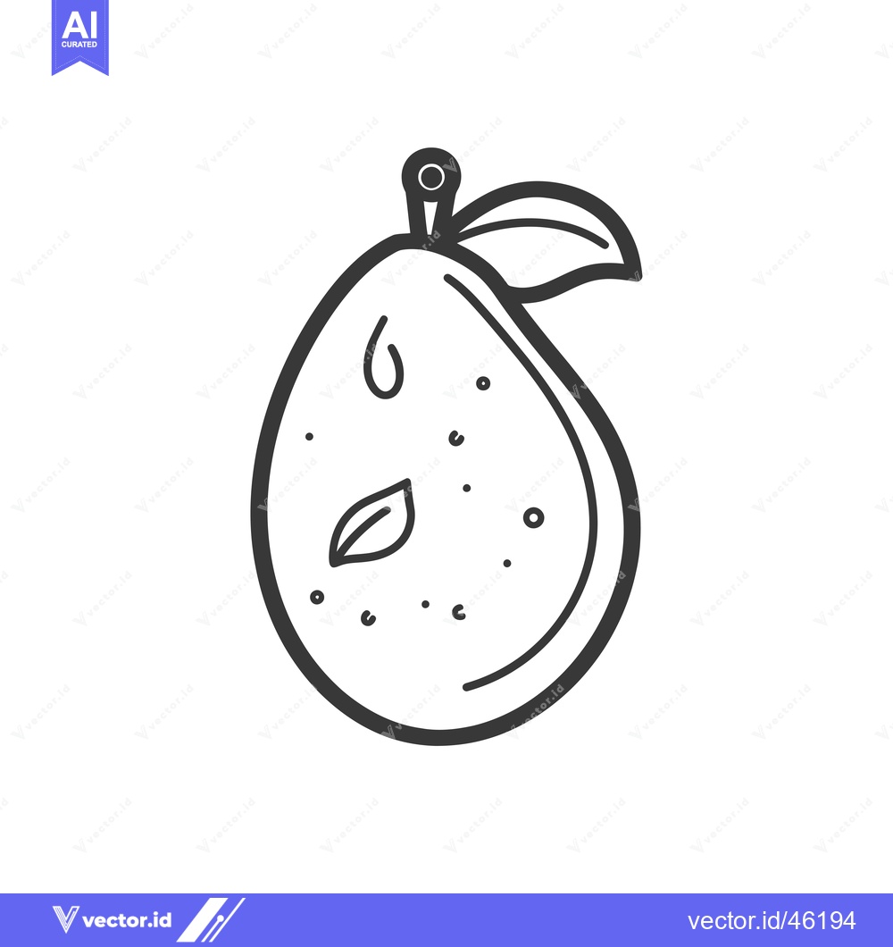 Premium Vector dari Hand-drawn Line Art Illustration of an Avocado