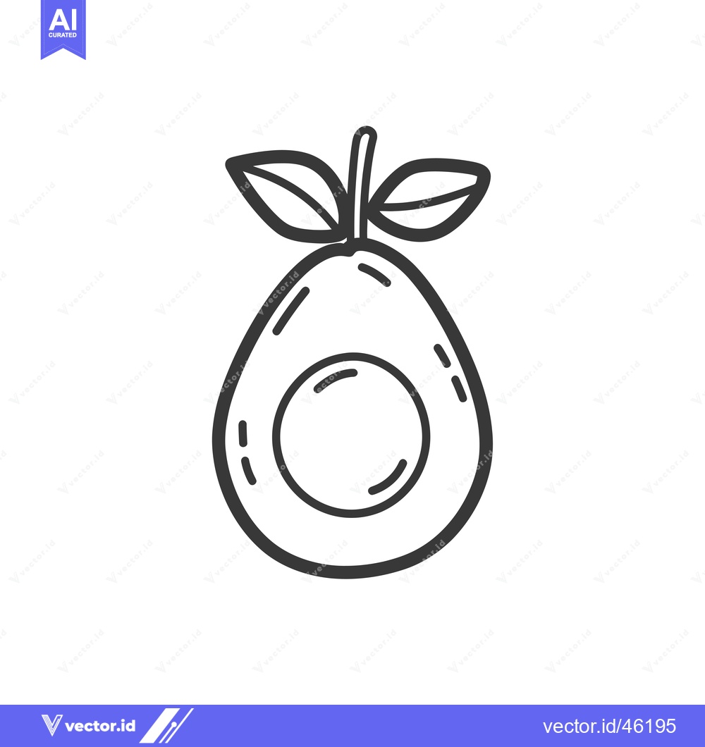 Premium Vector dari Hand-Drawn Line Art Illustration of an Avocado with a Seed