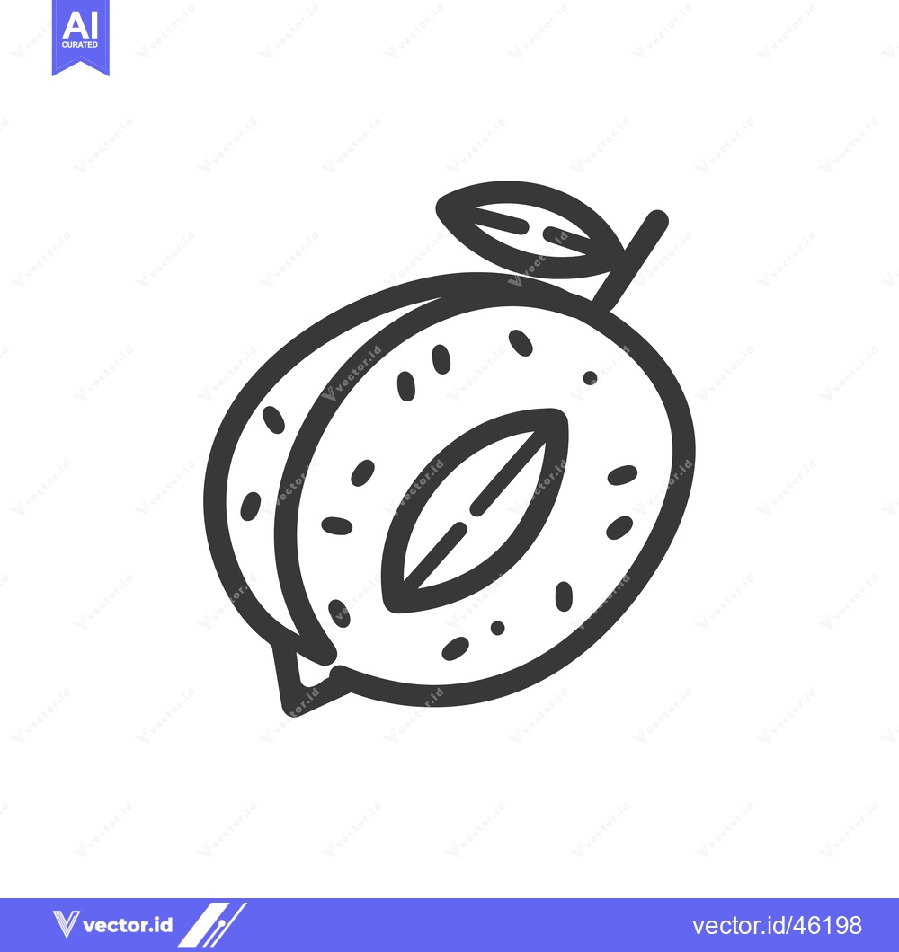 Premium Vector dari Hand-Drawn Line Art Illustration of a Peach with a Leaf
