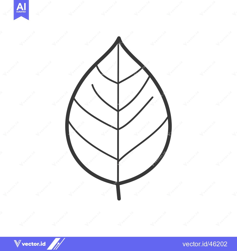 Premium Vector dari Hand-Drawn Line Art Illustration of a Single Leaf