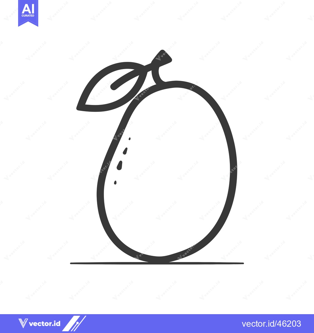 Premium Vector of Hand-Drawn Line Art Illustration of a Single Plum