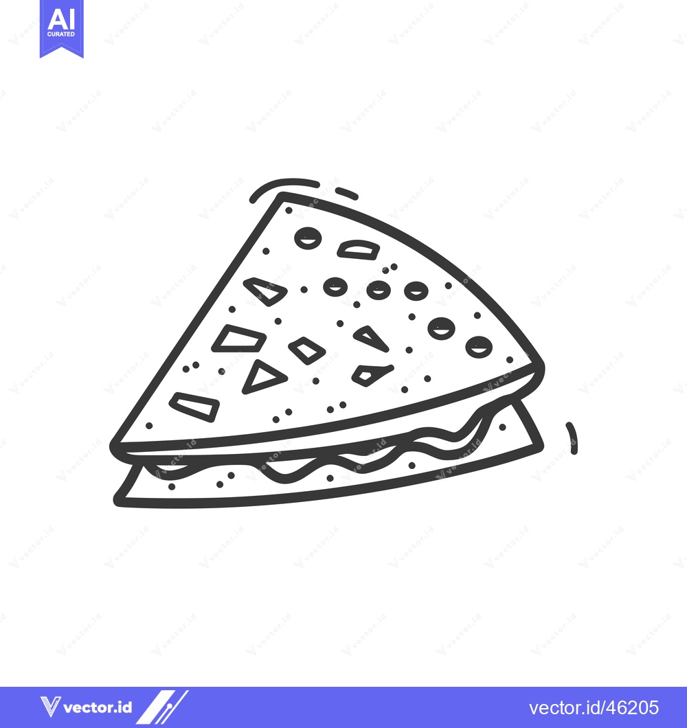 Premium Vector dari Hand-drawn line art illustration of a slice of pizza