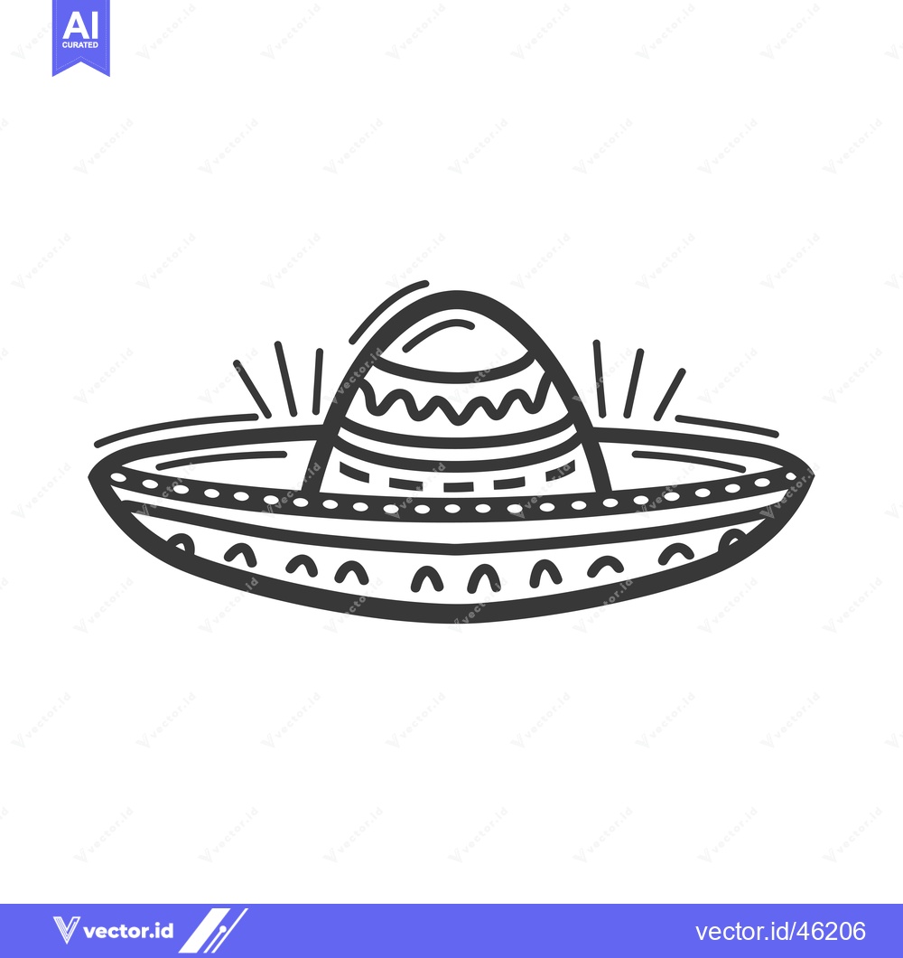 Premium Vector of Hand-drawn line art illustration of a sombrero