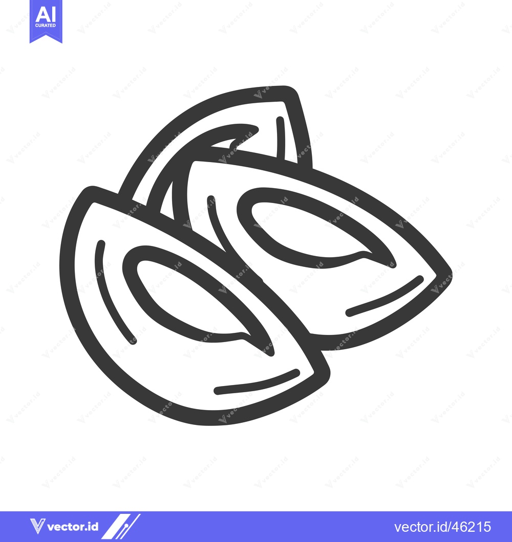 Premium Vector dari Hand-drawn Line Art Illustration of Three Almond Halves