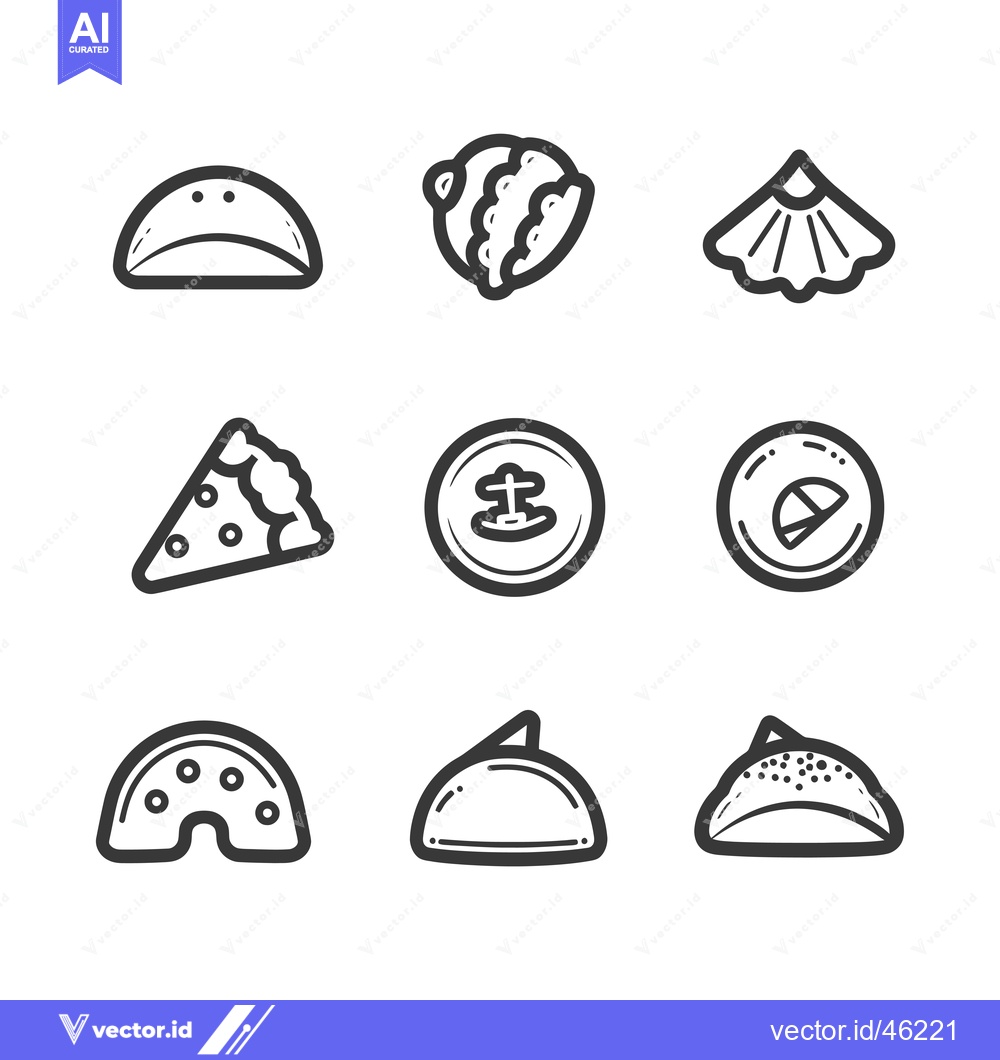 Premium Vector of Hand-drawn Line Art Illustrations of Various Asian Pastry and Dumpling