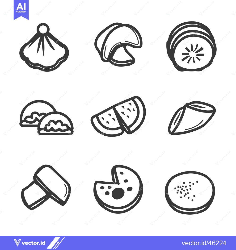 Premium Vector of Hand-Drawn Line Art Illustrations of Various Foods