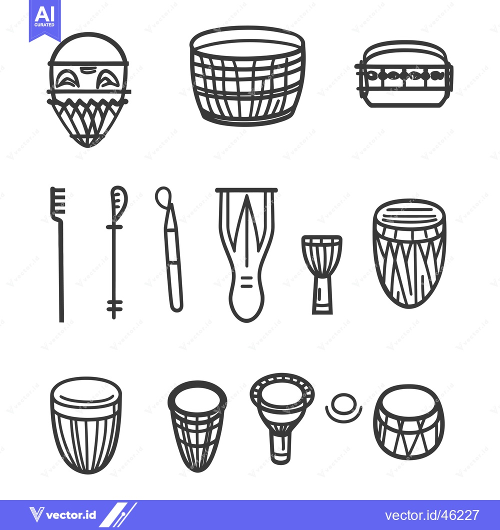 Premium Vector dari Hand-Drawn Line Art Illustrations of Various Percussion Instruments