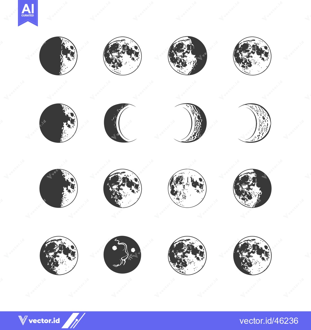 Premium Vector dari Hand-drawn Monochrome Illustrations of the Lunar Cycle