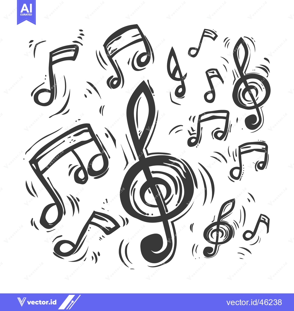 Premium Vector dari Hand-drawn Musical Notes and a Treble Clef