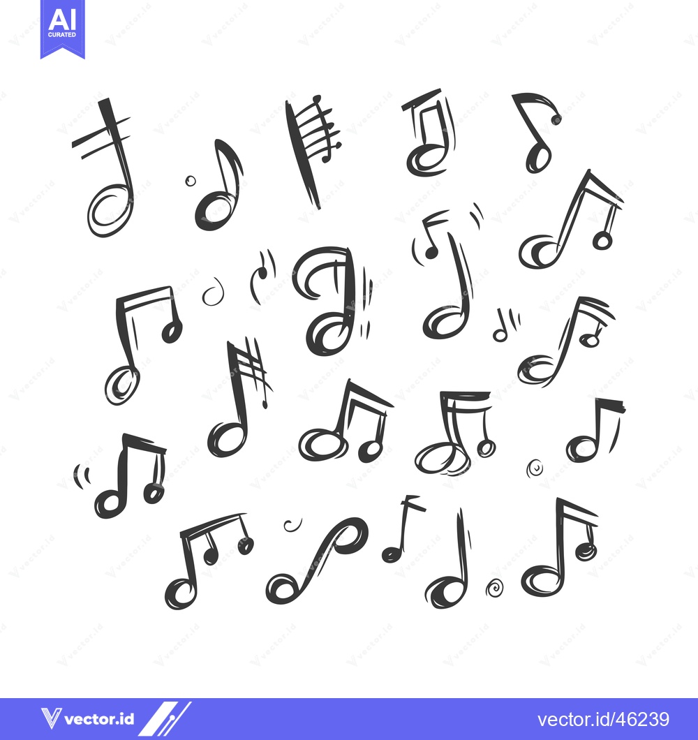 Premium Vector dari Hand-drawn musical notes scattered on a white background