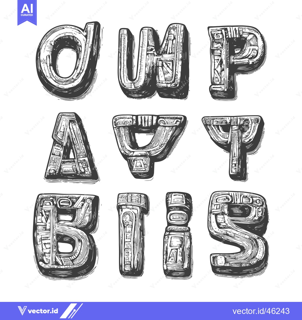 Premium Vector dari Hand-drawn Ornate Alphabet Letters O, W, P, A, Y, B, I, and S