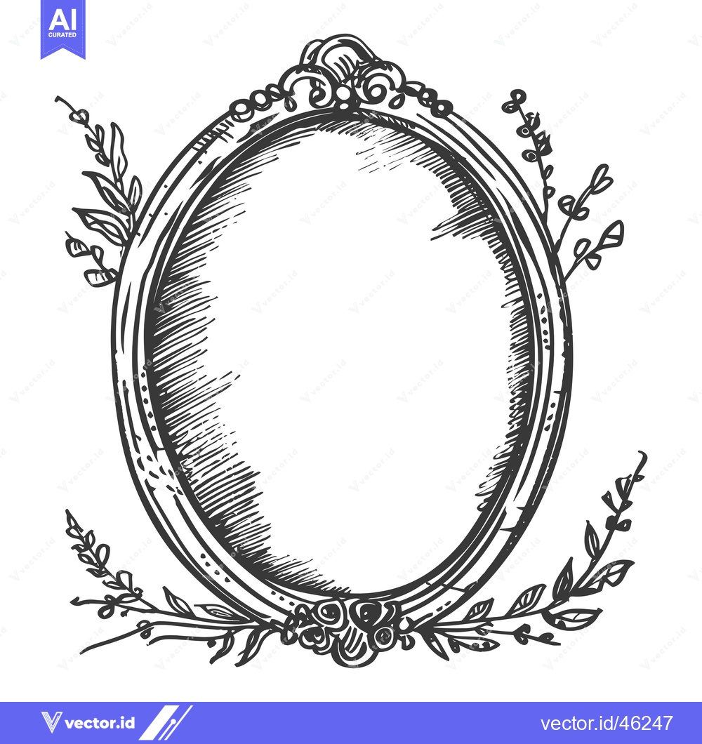 Premium Vector dari Hand-Drawn Ornate Oval Frame with Floral Accents