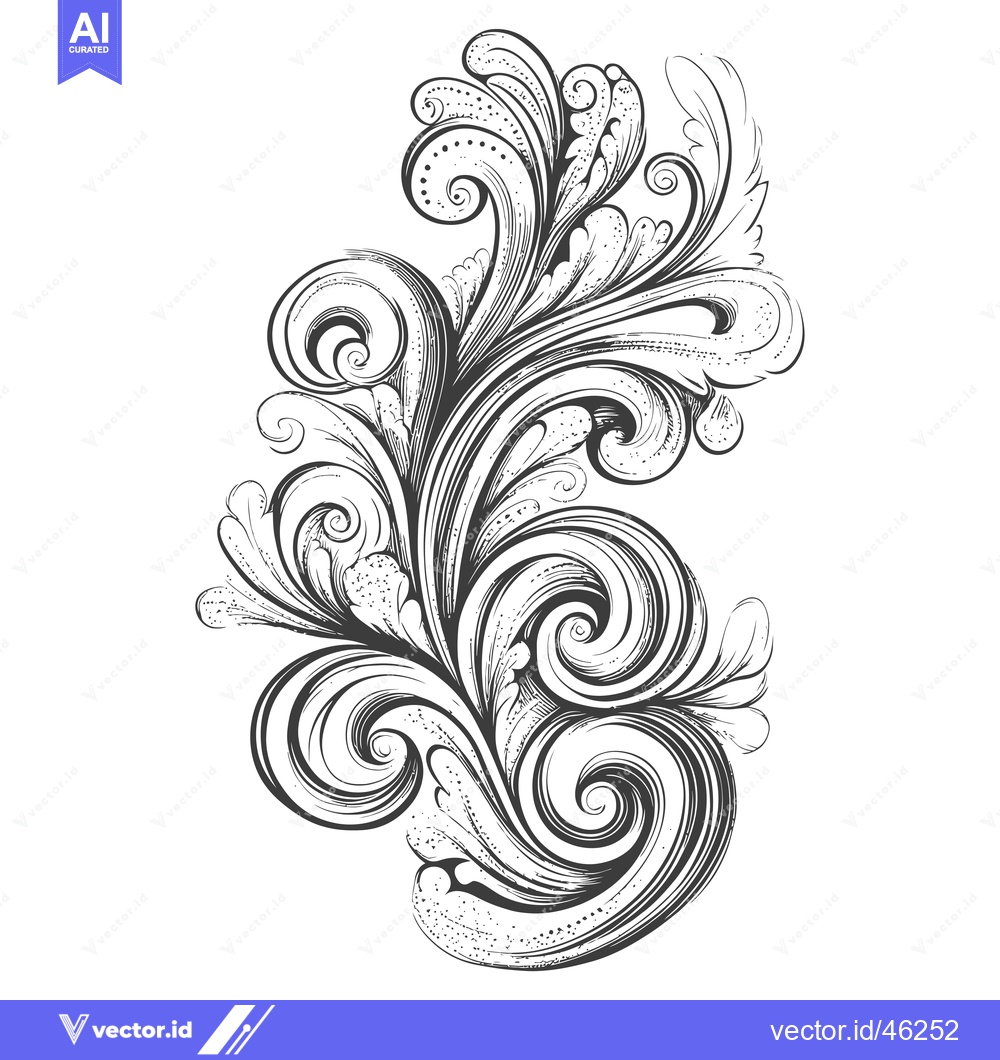 Premium Vector of Hand-Drawn Ornate Swirling Floral Design