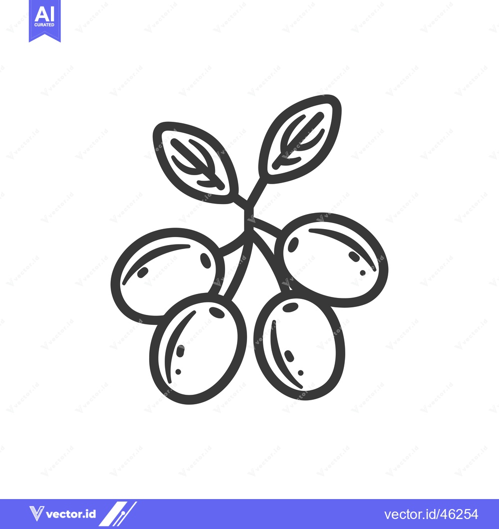 Premium Vector dari Hand-drawn outline illustration of a branch of coffee beans