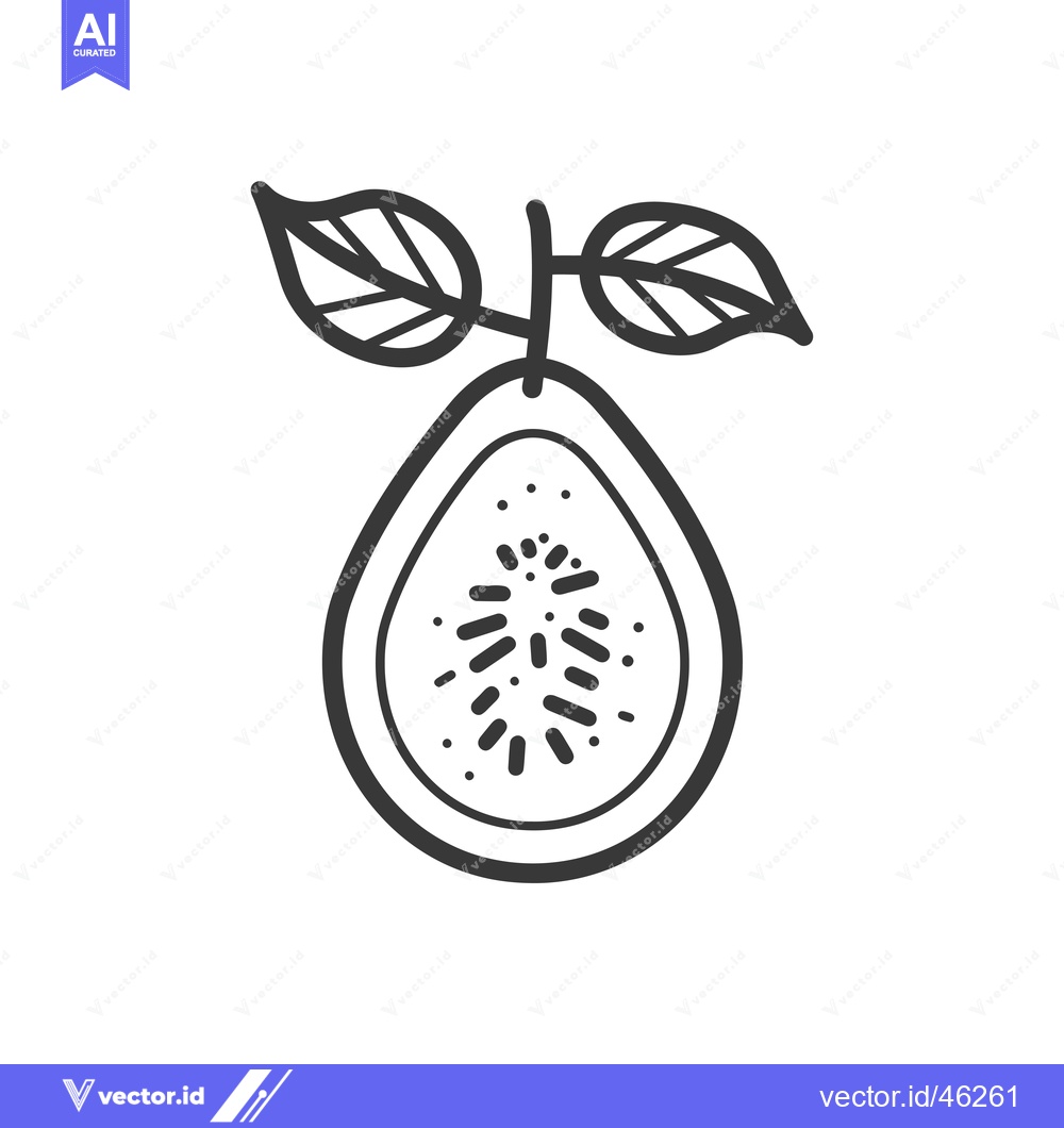 Premium Vector dari Hand-Drawn Outline Illustration of a Halved Fig with Leaves