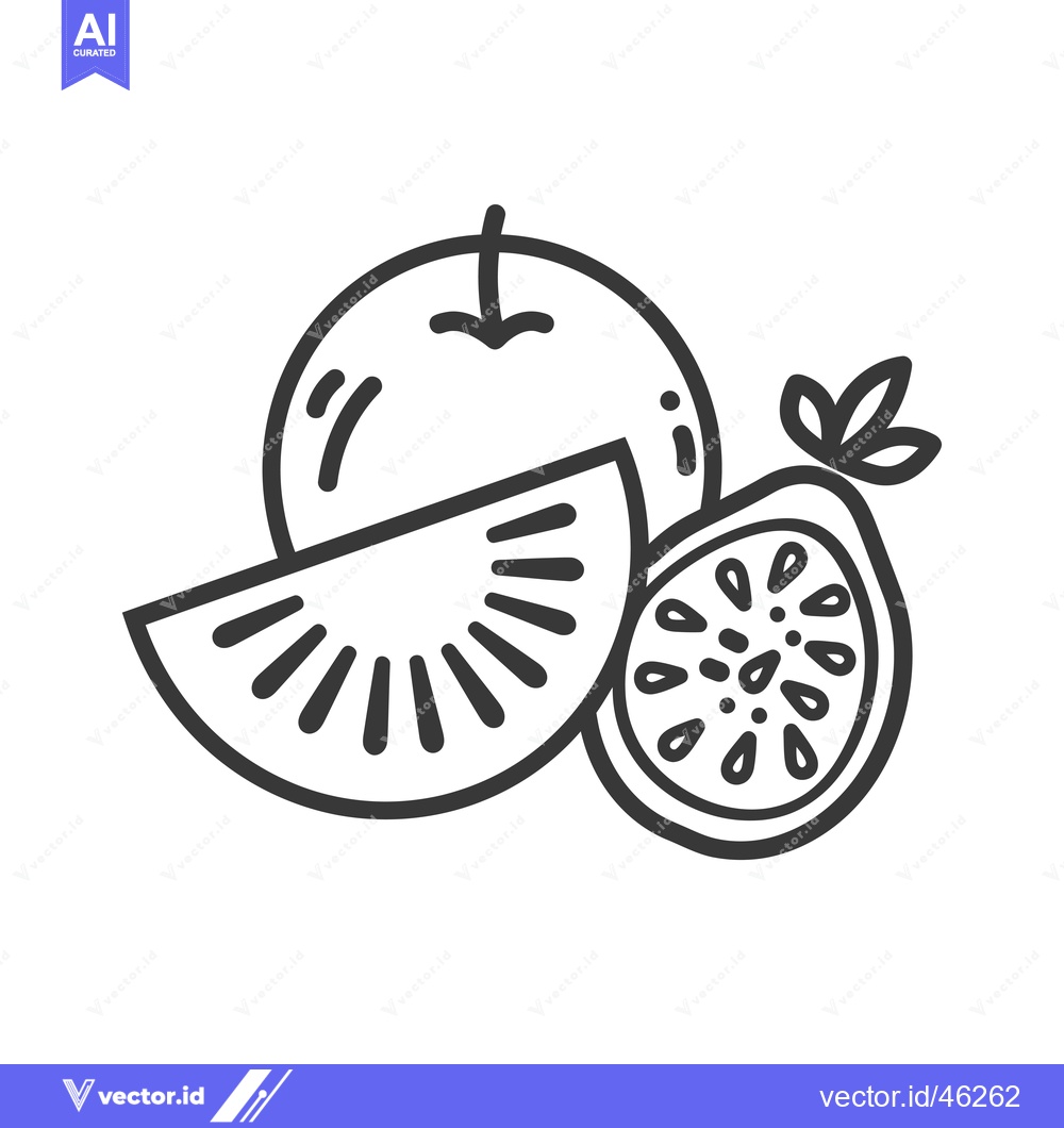 Premium Vector dari Hand-drawn Outline Illustration of a Kiwi, Passion Fruit, and a Whole