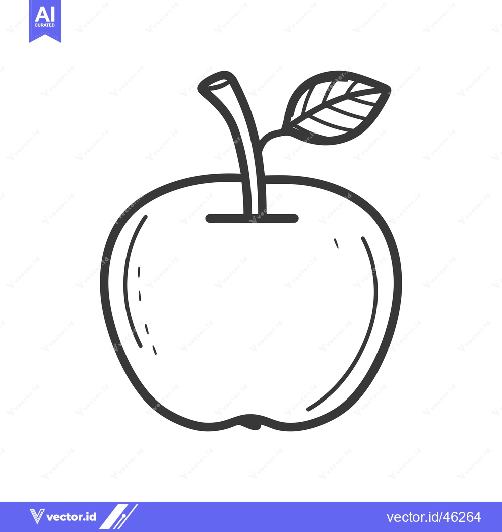 Premium Vector dari Hand-drawn outline illustration of an apple with a leaf