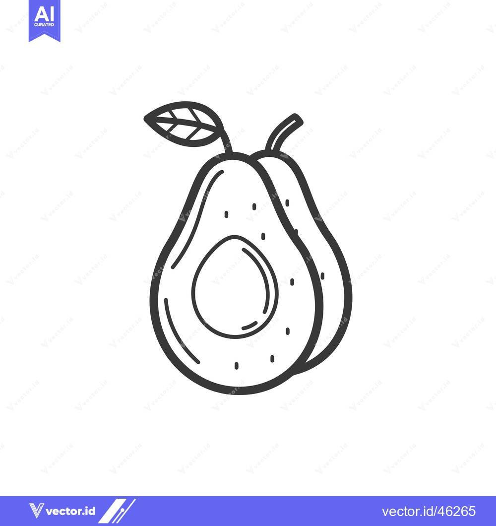 Premium Vector dari Hand-drawn outline illustration of an avocado with a leaf