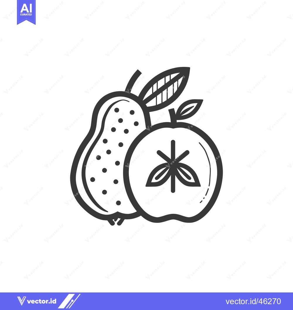 Premium Vector dari Hand-drawn outline illustration of a pear and an apple