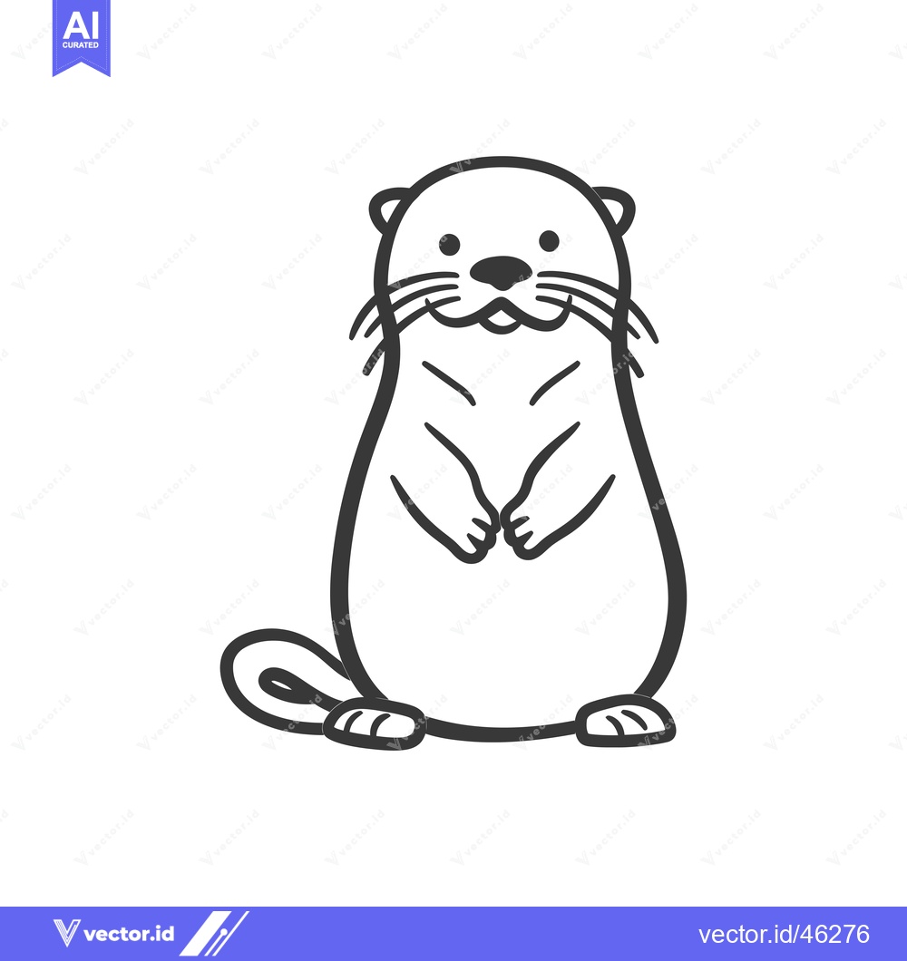 Premium Vector dari Hand-drawn outline illustration of a standing otter