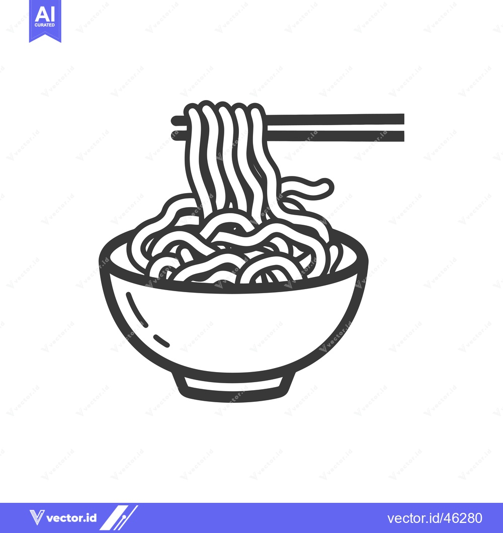 Premium Vector of Hand-drawn outline illustration of noodles in a bowl with chopsticks