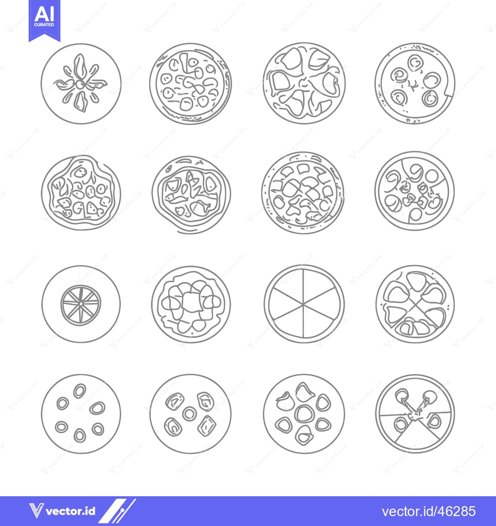 Premium Vector of Hand-Drawn Outline Illustrations of Pizza Toppings