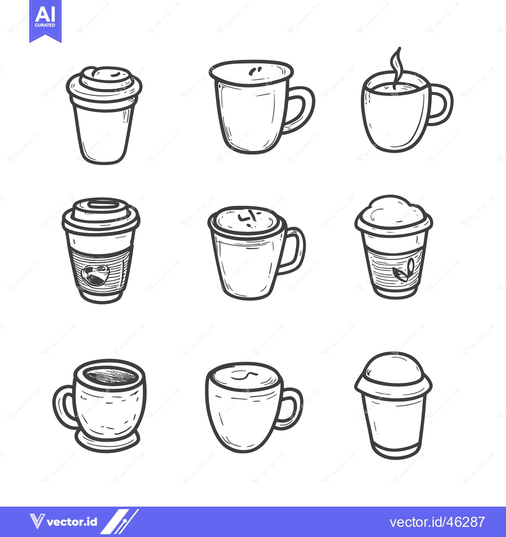 Premium Vector dari Hand-drawn Outline Illustrations of Various Coffee Cups