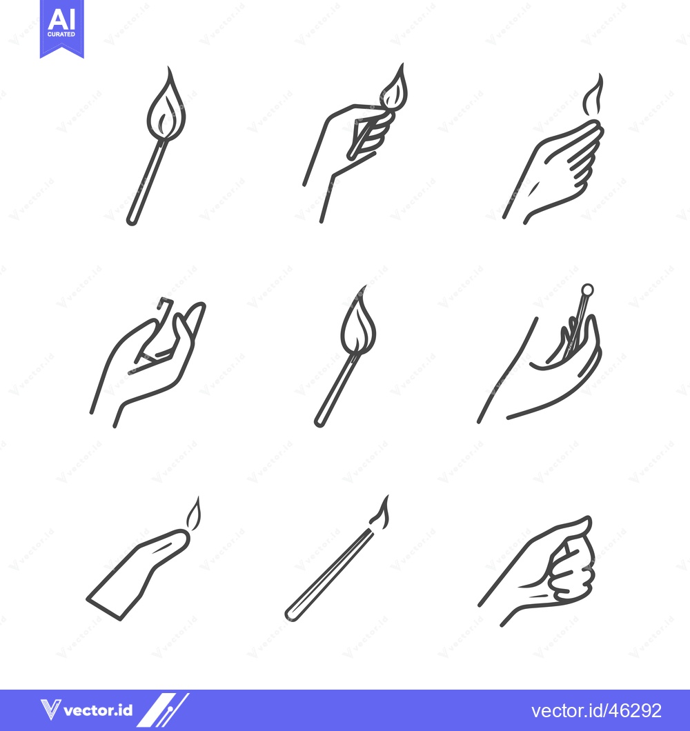 Premium Vector dari Hand-Drawn Outline Illustrations of Various Ways to Hold a Match