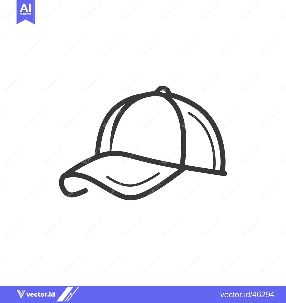 Premium Vector dari Hand-drawn outline of a baseball cap with a curved brim