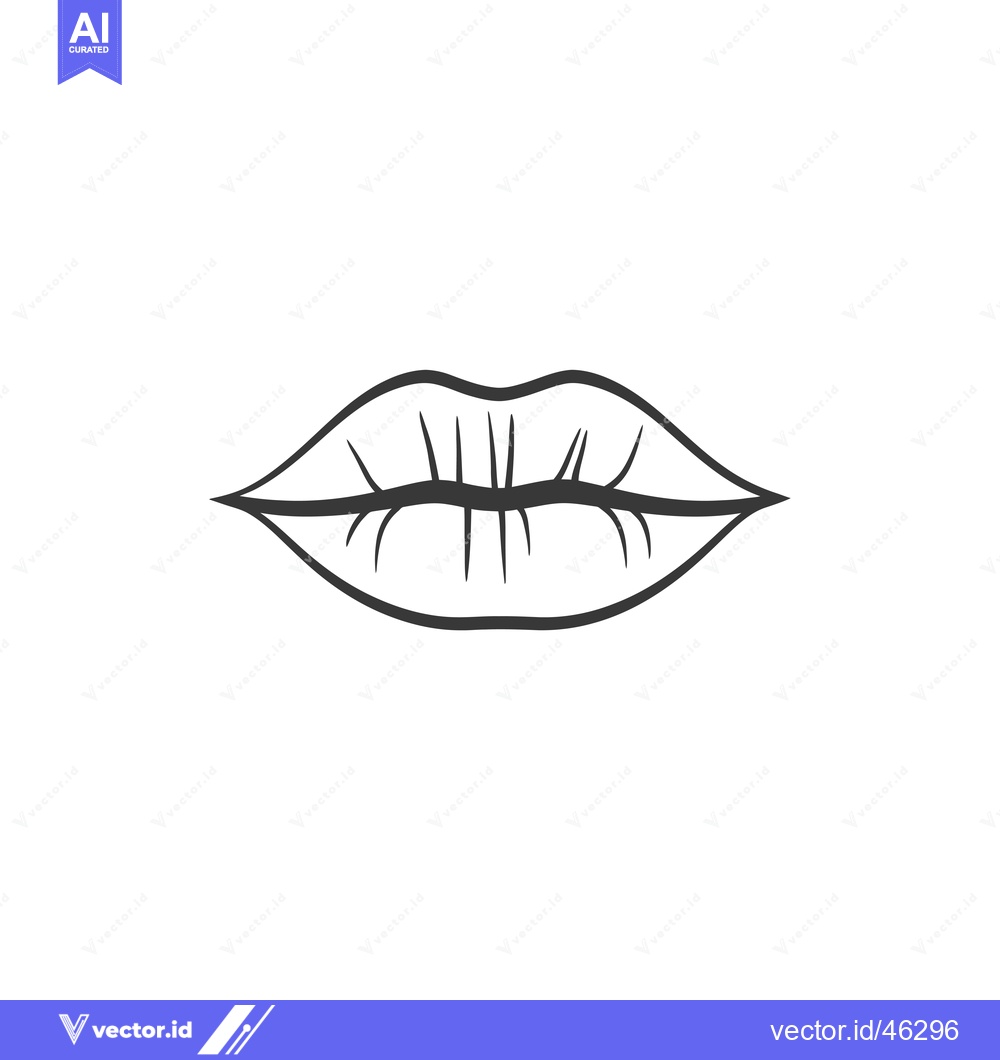 Premium Vector of Hand-Drawn Outline of a Closed Mouth with Detailed Lip Lines