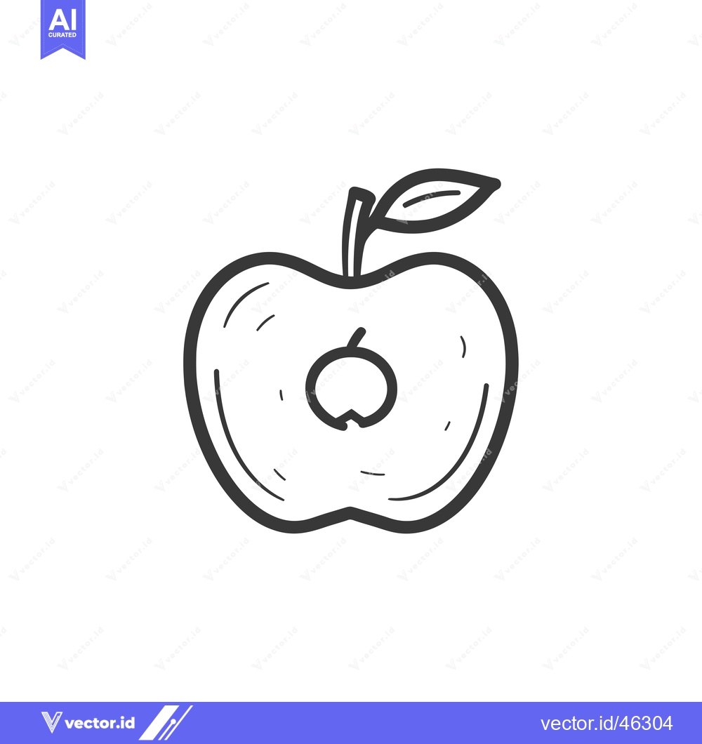 Premium Vector of Hand-drawn outline of an apple with a bite taken out