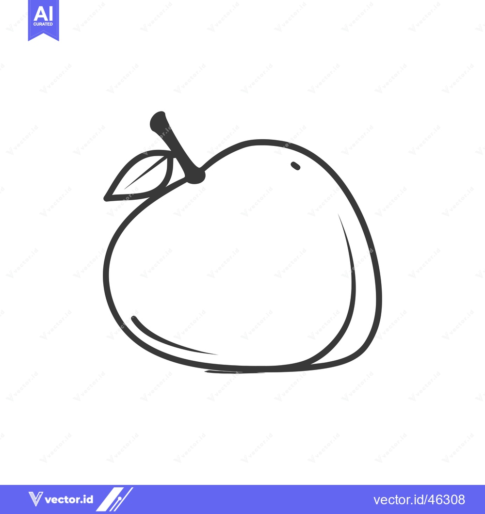 Premium Vector dari Hand-Drawn Outline of a Peach with a Leaf