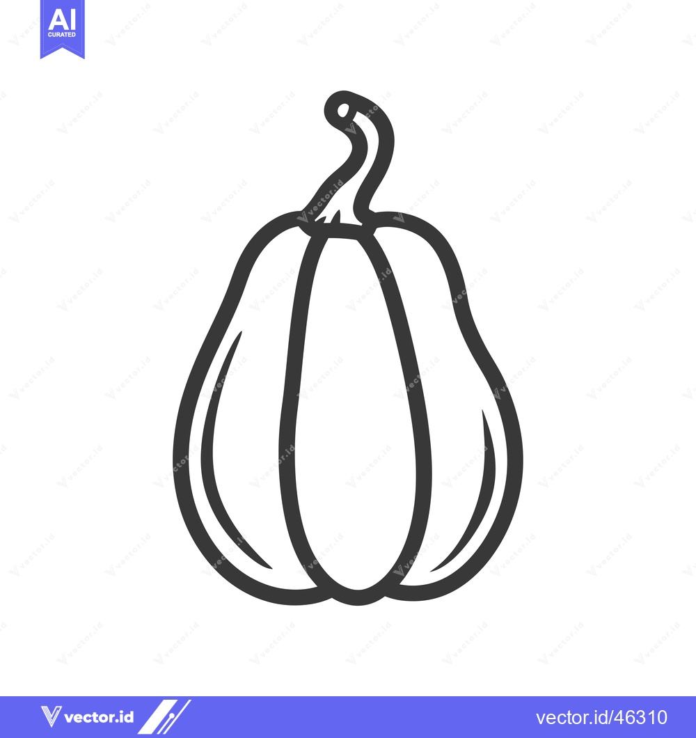 Premium Vector dari Hand-drawn outline of a pumpkin with a stem