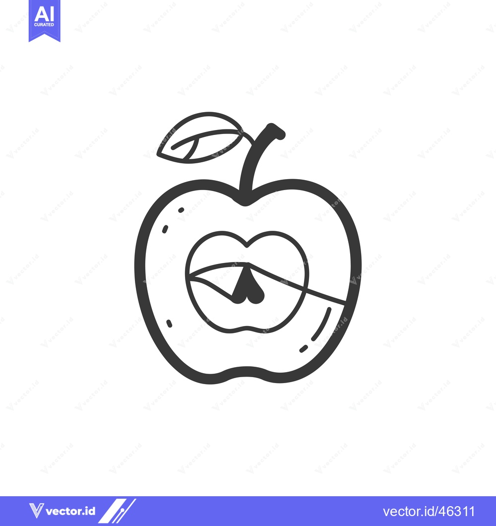 Premium Vector dari Hand-Drawn Outline of a Red Apple Cut in Half