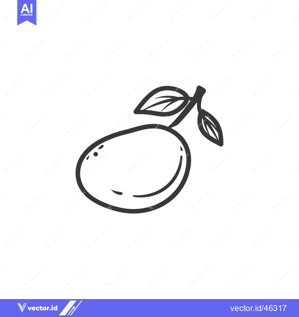 Premium Vector dari Hand-drawn outline of a single mango with a leaf