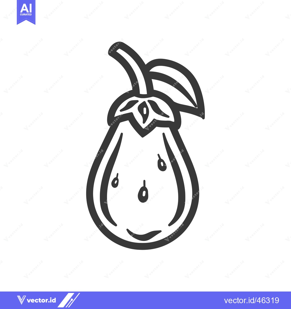 Premium Vector dari Hand-Drawn Outline of a Single Pear with a Leaf