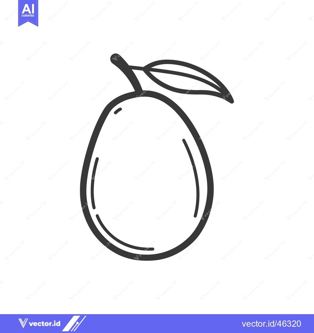 Premium Vector dari Hand-Drawn Outline of a Single Plum with a Leaf