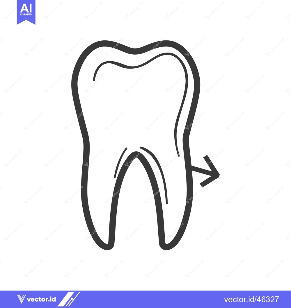 Premium Vector dari Hand-drawn Outline of a Tooth with an Arrow Pointing Right