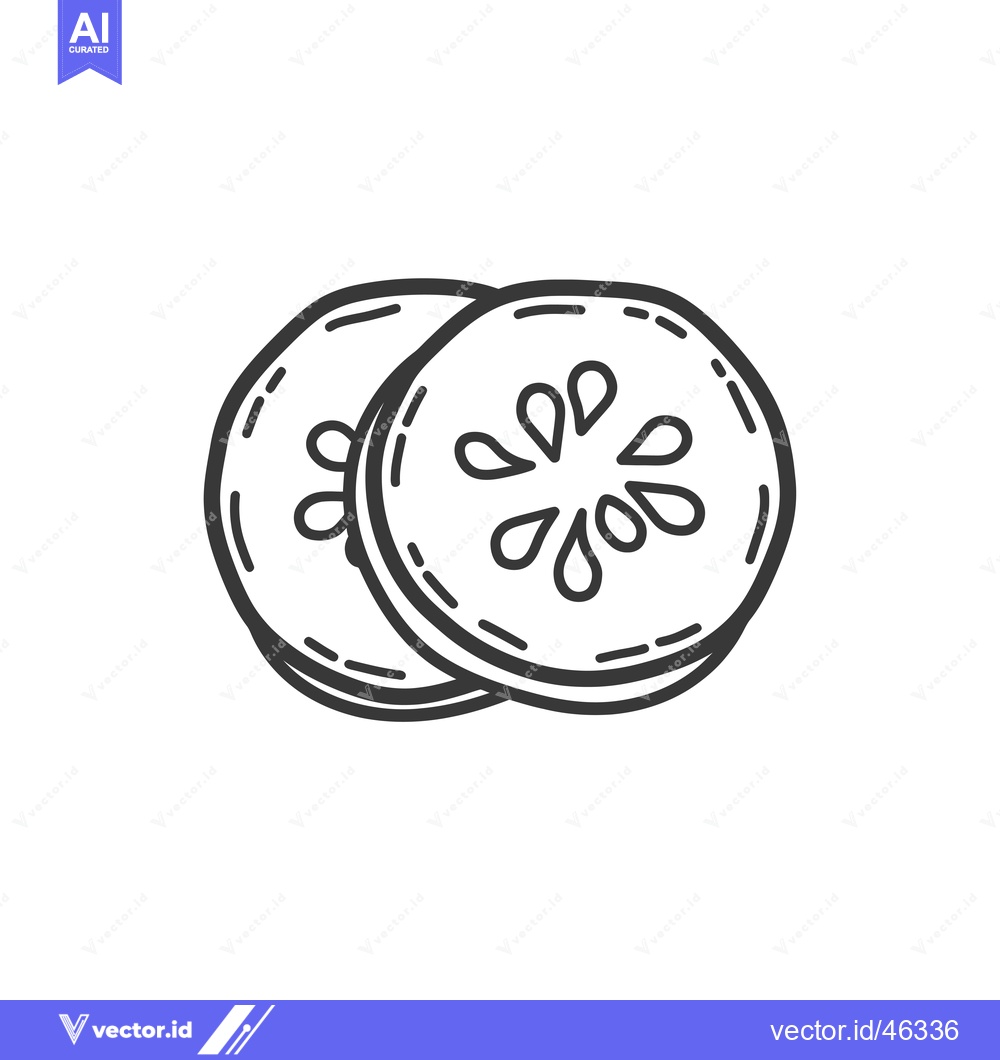 Premium Vector dari Hand-drawn outline of two overlapping cucumber slices