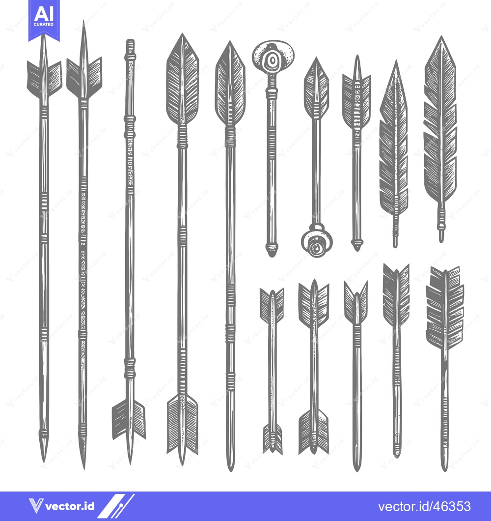 Premium Vector of Hand-Drawn Set of Arrow and Spear Designs