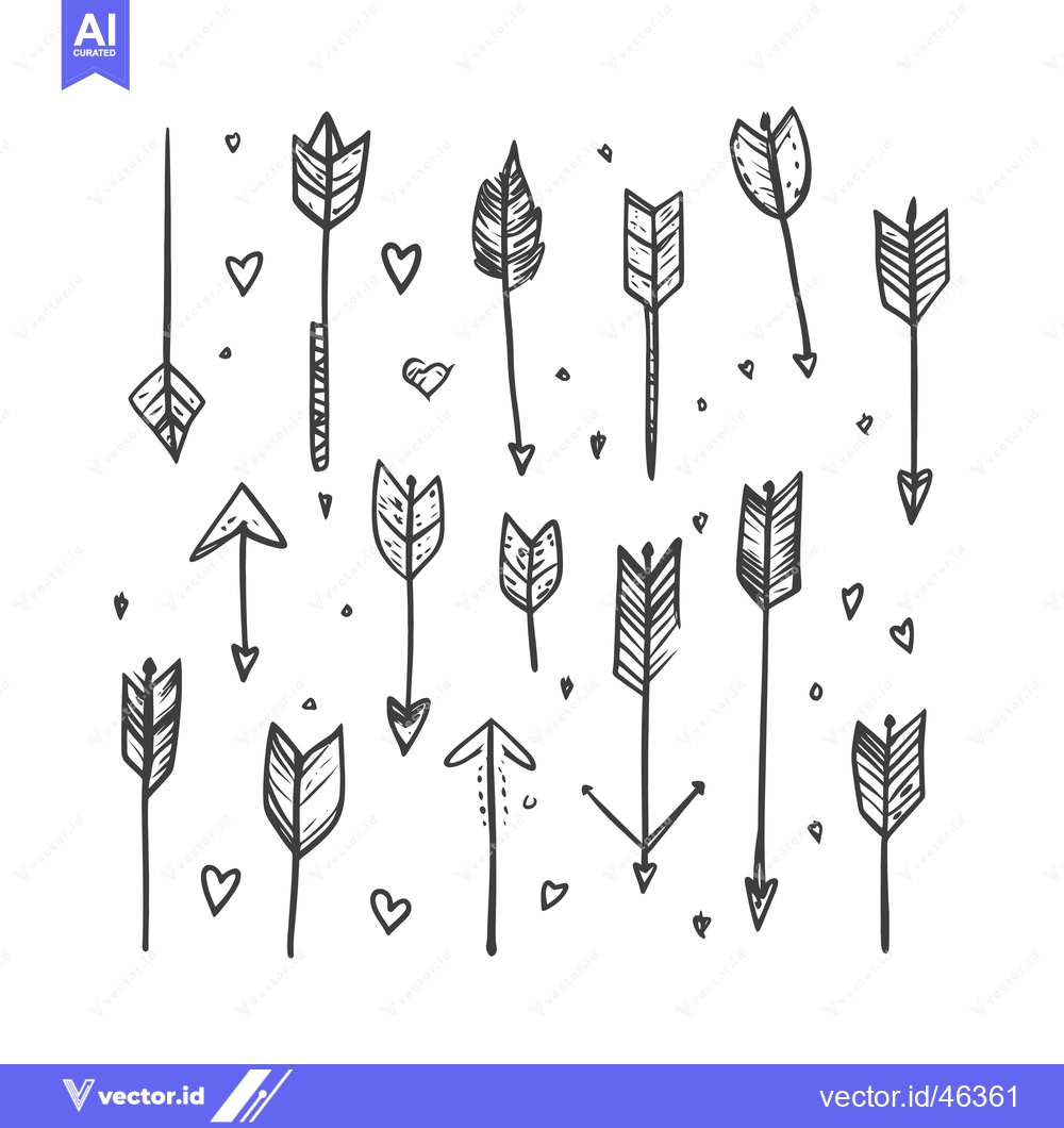 Premium Vector of Hand-Drawn Set of Various Arrow Designs with Hearts
