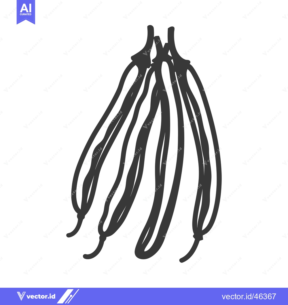 Premium Vector dari Hand-drawn silhouette of a bunch of string beans