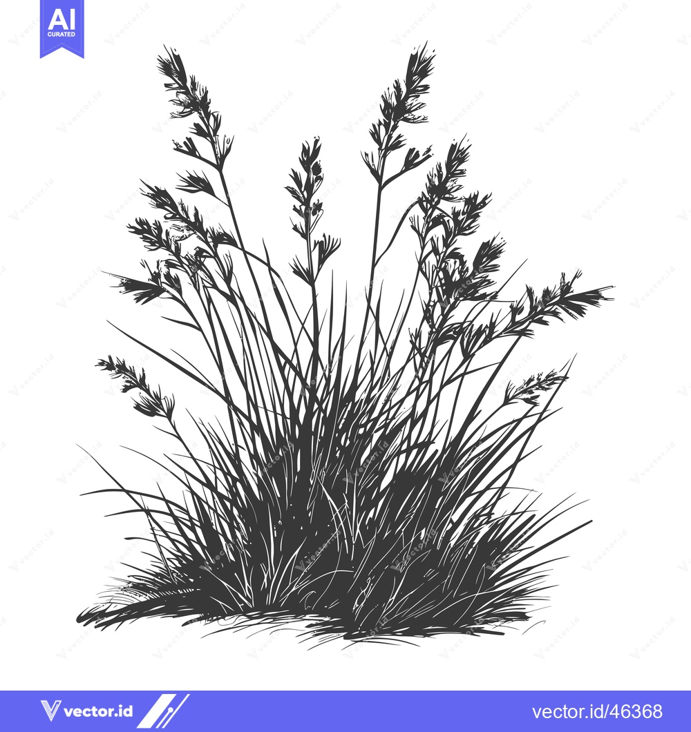 Premium Vector dari Hand-drawn silhouette of a dense patch of grass with tall stalks