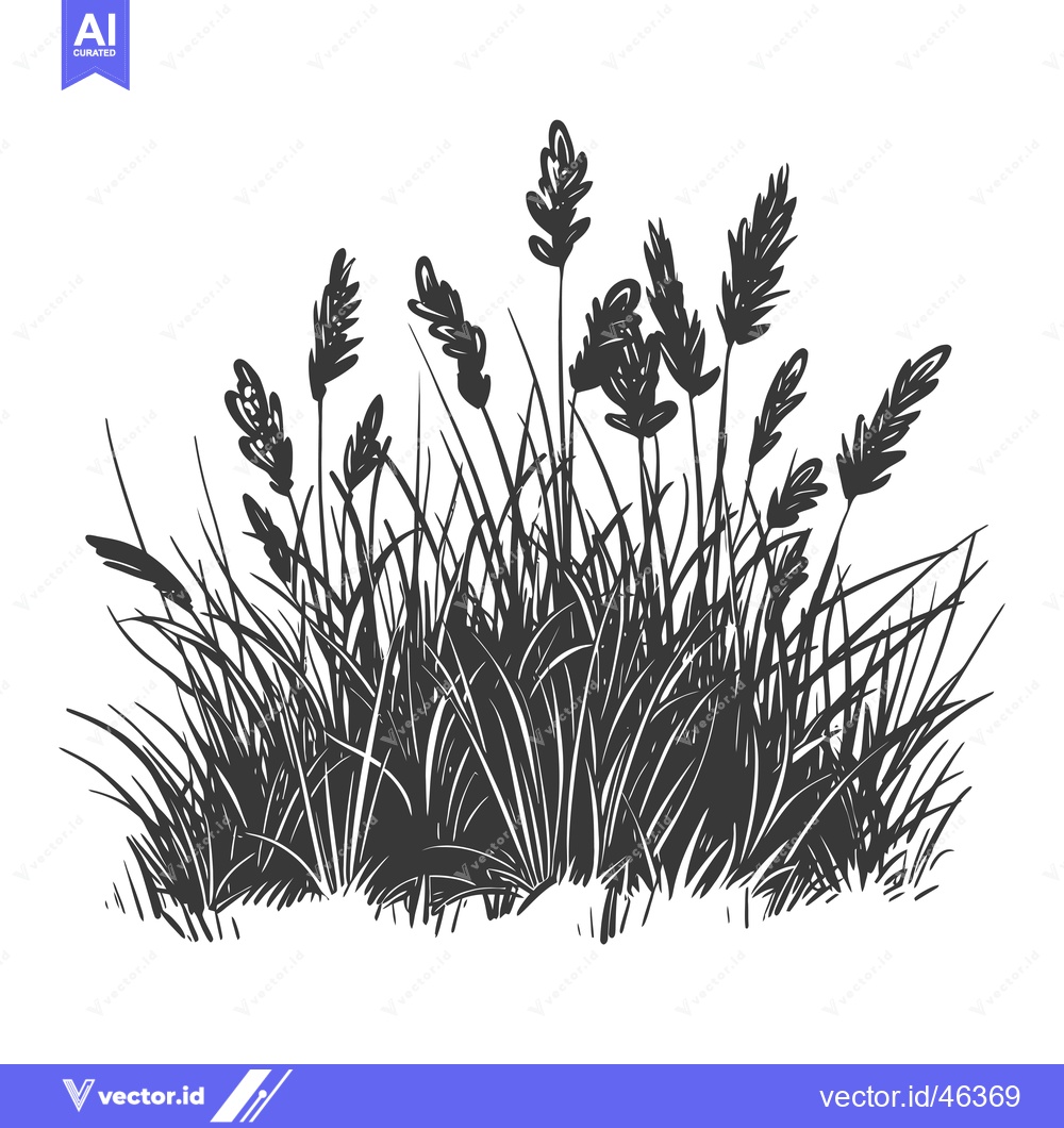 Premium Vector of Hand-Drawn Silhouette of a Lush Grass Patch