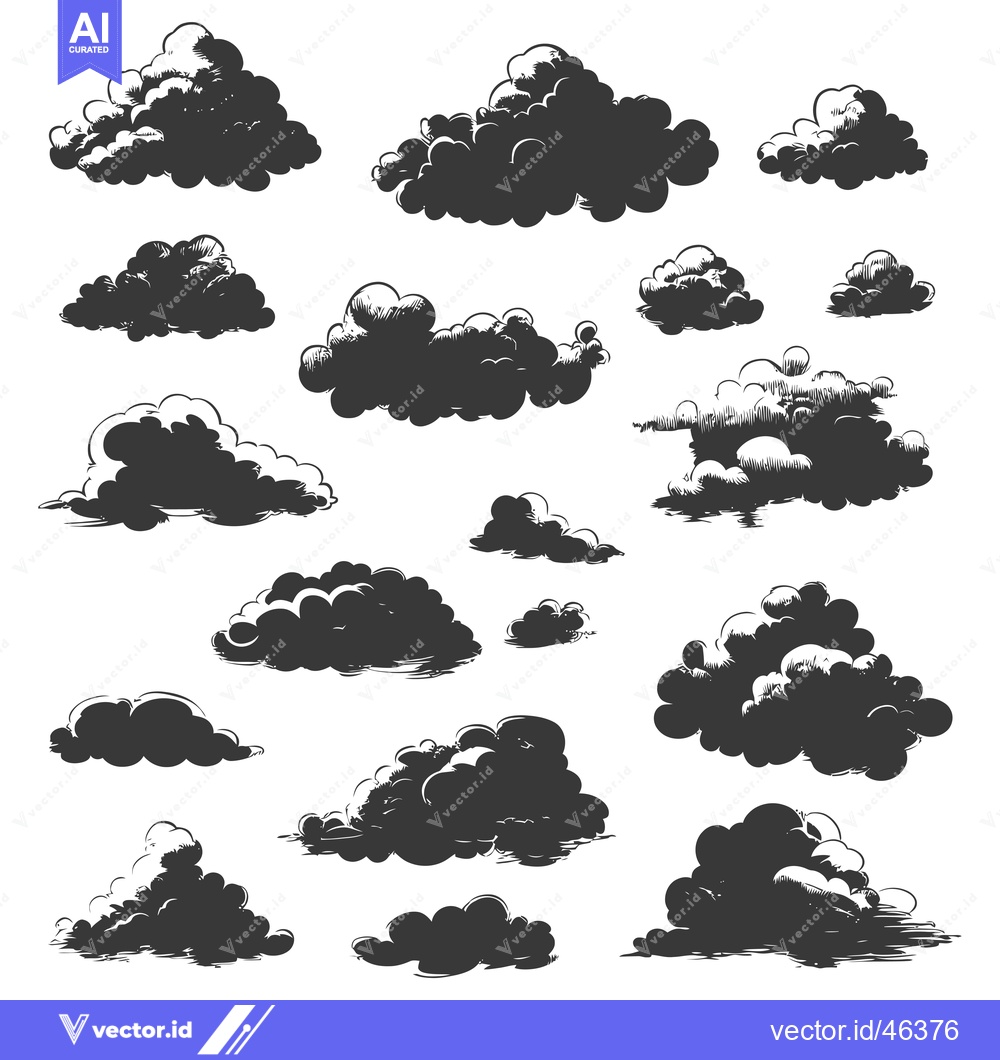Premium Vector dari Hand-Drawn Silhouettes of Various Cloud Shapes
