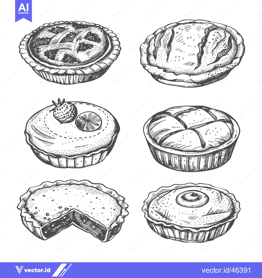 Premium Vector dari Hand-Drawn Sketches of Delicious Pies and Tarts